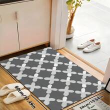 1pc Luxurious Retro Pattern Print Carpet, 1100g High-Density Faux Cashmere + TPR Washable Bottom, 0.6cm Thick, Classic Vintage Minimalist Elements, Soft Plush Area Rug, Suitable For Outdoor, Entrance, Living Room, Bedroom, Laundry Room, Bathroom, Machine Washable All-Season Large Size Mat, Home Decor