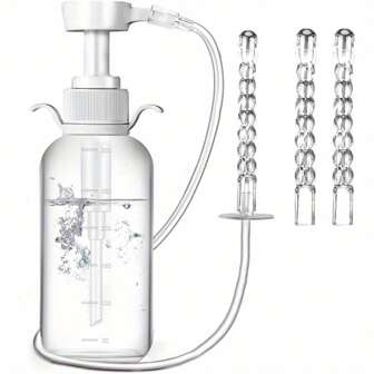 Brinquedos Sexuais, Kit Enema de Ducha Anal, Limpador de Ducha Vaginal Anti Refluxo para Mulheres, Pressão Manual e Pontas de Bico de Enemas para Vaginal (330ml + 3 bicos)
