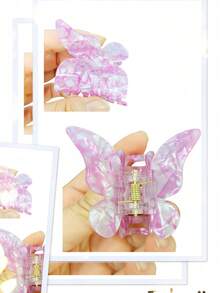 1 件蝴蝶动物印花可爱优雅亚克力发夹，发爪，通勤百搭，春夏秋冬，5 厘米中号立体蝴蝶发夹时尚发饰动物爪夹