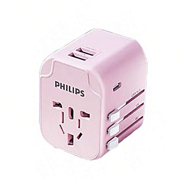 PHILIPS SPS1001A/93 Tragbarer globaler Reiseadapterstecker, verbesserter USB-C-Schnellladeadapter, Hochleistungs-integrierter Doppelzweck-Sicherheitsverriegelung, universeller Konverter