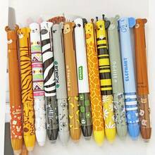 12 支可伸缩动物园主题可擦凝胶笔，可擦笔，一支笔，蓝色和红色两种颜色墨水笔，带橡皮擦，可爱笔，书写流畅，适合日记学校和办公用品返校礼物 - 12件/套 - 查看 9
