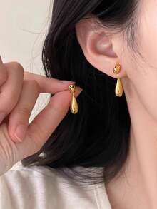 1 对简约优雅水滴形前后款耳环，适合女士，适合日常、通勤、轻商务、舞会、宴会、约会、派对、时尚高端装饰珠宝