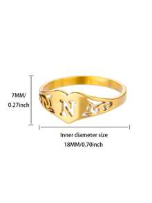 1PC Fashion Hollow Initial Letter Heart Rings For Women Gold Color Stainless Steel A-Z Letter Ring Aesthetic Wedding Jewelry Gift - Yellow Gold - View 75