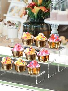 1Set 3/5 Pcs Acrylic Display Stands, Stackable Clear Acrylic Shelves- Display Shelf Riser For Collectibles, Figurine, Gemstone, Curio,Cupcake, Toys. Organize, Decor - Clear - View 2