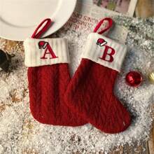 Personalized Baby Shower Christmas Stocking,Christmas Stockings Small Xmas English Letters Hanging Stockings Christmas Socks Double Sided Fireplace Hanging Stockings For Christmas Party Decoration New Year Party Gift Favors Supplies,Knit Monogram Christmas Stockings,Family Holiday Xmas Party Decor