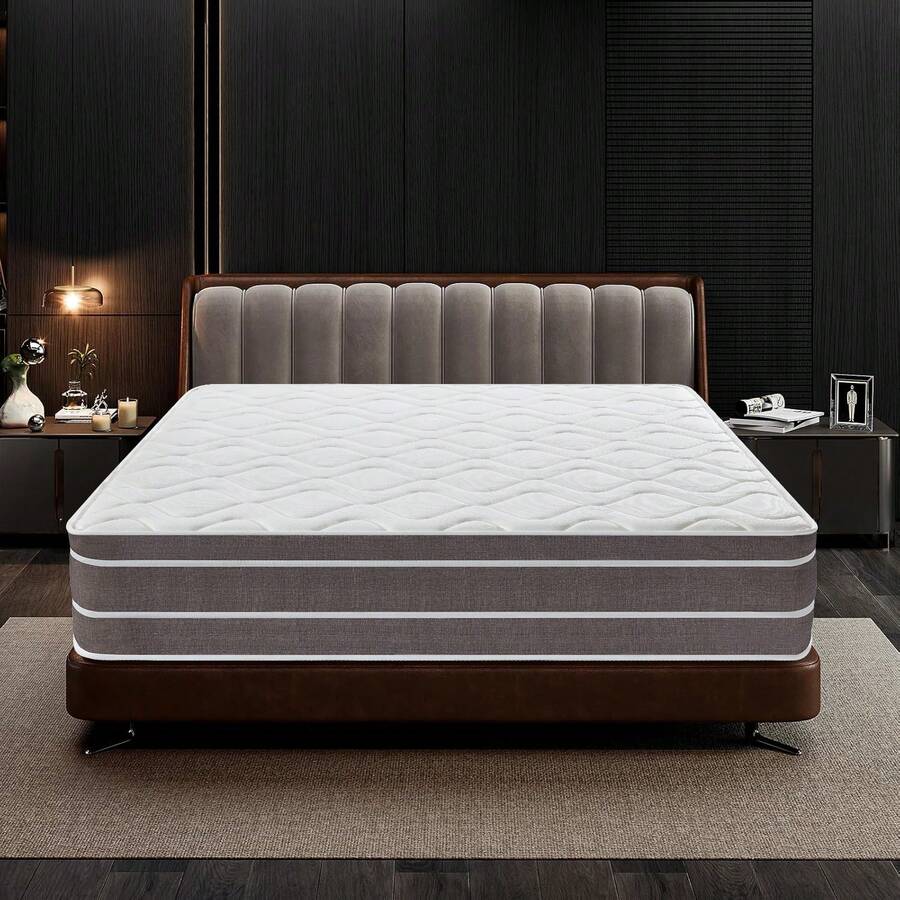 Matratze 140x190 cm Memory Foam, Kaltschaummatratze, Dauerhaft, Atmungsaktiv, Härtegrad H3, Ergonomischen, Federkernmatratz, 9-Zonen-Komfort, Höhe 30cm - Kaffeebraun - Übersicht 1