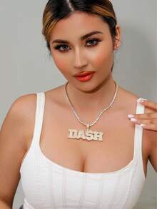 Dây chuyền mặt chữ vuông nhỏ đính đá Cubic Zirconia thời trang, đa năng, trang sức Zirconia bằng đồng dành cho nam giới. - Nhiều màu - Xem 2