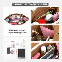 Túi tote có ngăn đựng đồ, túi xách bằng nỉ nhiều ngăn, khóa kéo, ngăn đựng cốc, vật dụng cần thiết cho mùa tựu trường. - màu nâu - Xem 4