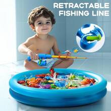 Magnetic Fishing Game Toys For Kids Toddlers 3-5 4-8, Water Table Bathtub Toys With Pole Rod Net Plastic Floating Fish, Water Bath Pool Outdoor Toys For Kids Toddlers Baby Age 3 4 5 6 7 8 Year Old
