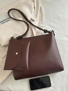 新款奢华PU皮革时尚设计手提包 - 咖啡 - 查看 6