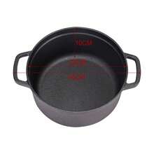 4.2L Black Cast Iron Casserole Dish Pot Pan With Lid For Cooking Baking Stew Stock - Black - View 4