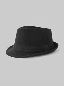 1pc Solid Color Bohemian Casual Retro Polyester Decorative Ribbon Felt Hat, Soft Cap, Fedora Hat, British Style Trilby For Men, Elegant For Commuting In Autumn/Winter - Top Hat - View 16