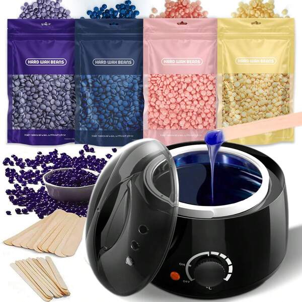 Wax Kit Pink Digital Hair Removal Waxing Kit For Women & Men Hot Wax Warmer Pot For Face, Eyebrow, Body, Brazilian, Bikini, Sensitive Skin Waxing Machine With Accessories For Home Salon