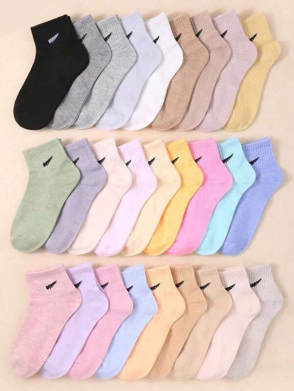 Set de 5/10/20 pares de calcetines deportivos a rayas delgados y transpirables para niños de colores aleatorios, cómodos y versátiles, casuales y agradables a la piel, adecuados para niños y niñas de 1 a 14 años