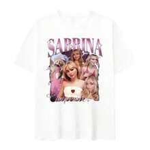 BREATHABLE COOL SUMMER 90s Sabrina Carpenters  Music Tour Pattern T-Shirt Women's Retro Fashion T-Shirt Casual T-Shirt Women Clothing My Body My Choice - 白色 - 查看 1