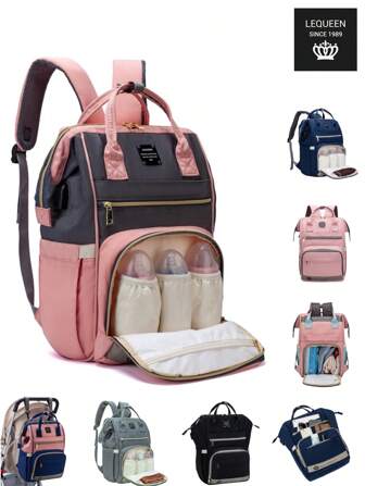 LEQUEEN 1pc Oxford Cloth Mummy Bag With Multiple Compartments, Large Capacity Maternity Diaper Bag For Traveling, Backpack Design Suitable For Pregnant Women