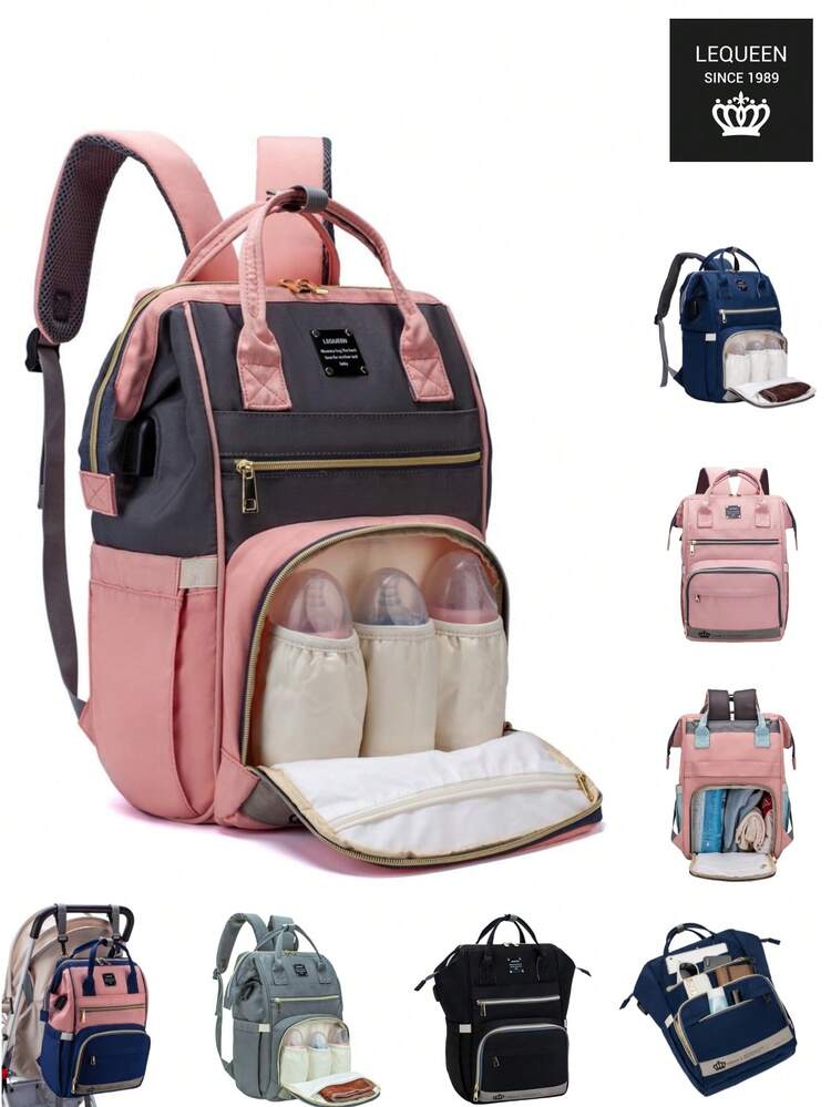 1pc Oxford Cloth Mummy Bag With Multiple Compartments, Large Capacity Maternity Diaper Bag For Traveling, Backpack Design Suitable For Pregnant Women - Multicolor - View 1
