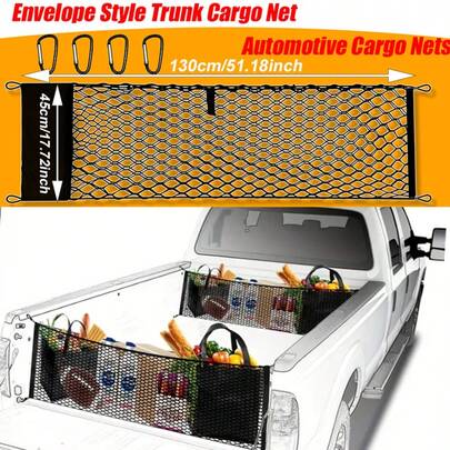 Envelope Style Truck Bed Cargo Net Compatible With GMC Sierra 1500 & Highly Elastic Truck Cargo Net For Accessories, Upgraded Storage Bag & 4.5mm Bungee