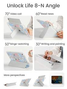 Estuche protector transparente de acrílico con panel trasero pintado de una hermosa y linda tortuga azul, resistente a golpes, compatible con iPad de 7ma y 8va generación (10.2 pulgadas), 10ma generación, con ranura para lápiz, compatible con función de suspender y activar, regalo ideal para las fiestas y Año Nuevo - Multicolor - Ver 6