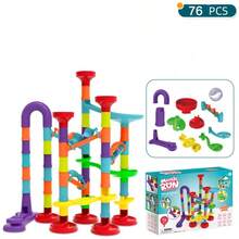 50/76/93/113/142/197pcs Large Size Marble Race Track Toys, Colorful Track Pipe Blocks, Creative Construction Toys For Ages 3+,Building Blocks Game For Girls Boys Christmas Stocking Stuffers Gifts (Colours And Details Are Random) - Multicolor - View 9