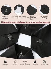 4-Pack Multi Color Women Tummy Control Underwear High Waisted Seamless Panties No Show Postpartum Briefs S-XXL - 黑色 - 查看 3