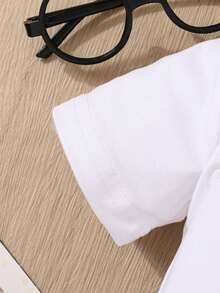 Baby Boy Slogan Graphic Short-Sleeved Romper - White - View 3