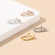 1pc Elegant Copper Gourd Shape CZ Nose Ring Stud For Women Nightclub Party Gift Allergy Free Crystal Rhinestone Inlaid Fashion Jewelry