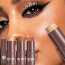 HelloKiss 3pcs/Set Face Contour Highlighter & Blush Stick, Multi-Functional Highlighter & Blush Cream, Concealer Pencil, Non-Greasy, Waterproof & Long-Lasting, Sculpt Facial Contour, Suitable For Beginners, All Skin Tones, Spring, Autumn, Winter, Festivals, Daily Commute - 多色套裝 - 查看 11