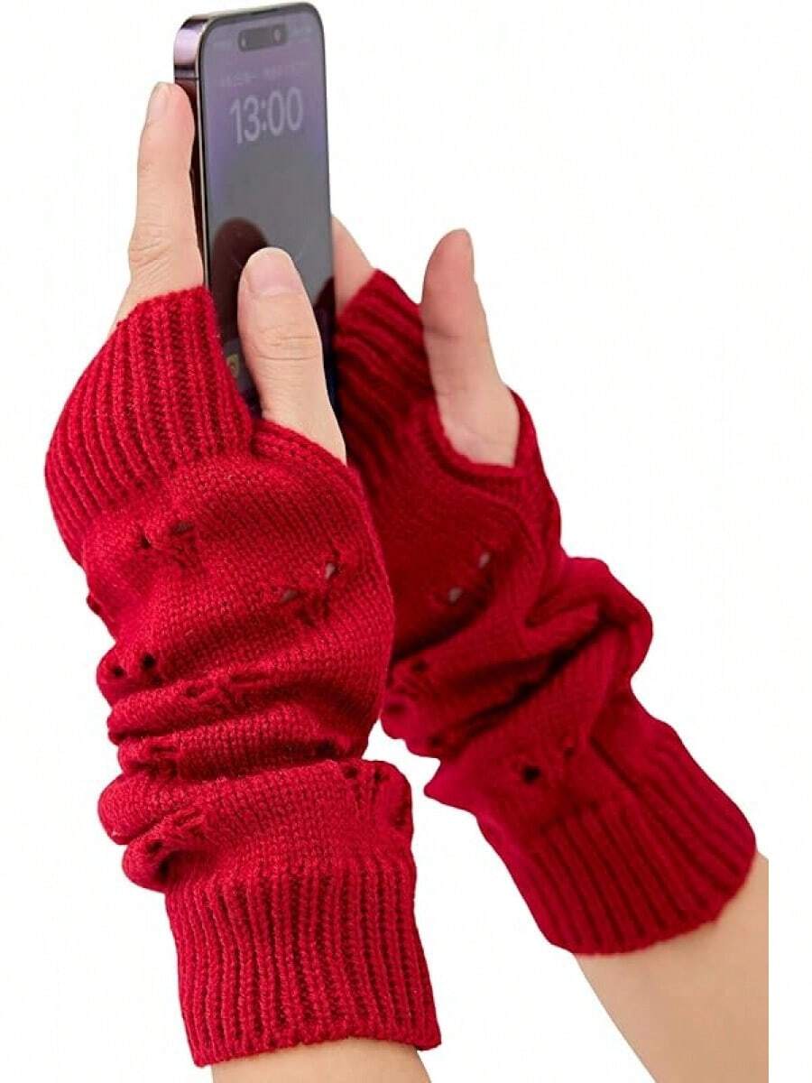 Fingerless Arm Warmers For Grunge Punk Style Accessories - Đỏ - Xem 1