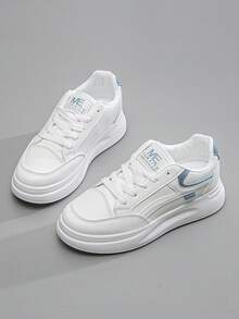 2025 New Spring/Autumn Fashion Versatile Thick Sole Lace-Up White Casual Sneakers For Women, Waterproof Platform Small White Shoes