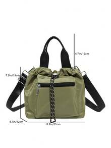 Women's Casual Nylon Waterproof Solid Color Bucket Bag, Handbag And Shoulder Crossbody Bag - Green - View 3