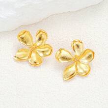 Elegant Pleat Floral Pendant Necklace & Earrings Set, Vintage French High-End Minimalist Style