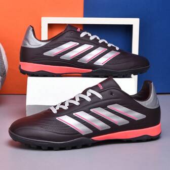 1 paar unisex voetbalschoenen met voorgevormde noppen, hoge bovenkant, voor buiten op kunstgras/harde ondergrond, indoor training, professionele sporten, vetersluiting, antislip rubberen zool, TF korte spikes, lichtgewicht, hoge prestaties, rechtstreeks van de fabriek