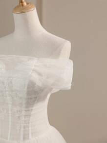 Gorgeous Elegant Noble & Cute White Off-Shoulder Mesh Corset Wedding Dresses For Bride