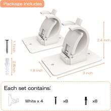 4PCS No Drill Curtain Rod Brackets, Self-Adhesive Curtain Rods No Drilling, Nail Free Adjustable Curtain Rod Holders, Curtain Hooks For Rod Less Than 1.57 Inch Diameter (White) - trắng - Xem 6