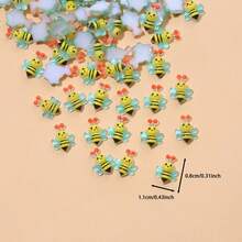 10/20/100 件 10 毫米树脂手绘可爱蜜蜂美甲平底水钻 DIY 剪贴簿贴纸工艺装饰材料美甲配件 - 迷你蜜蜂 - 查看 4
