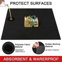 Alfombra antigolpes Golener - Alfombra para piso de garaje, Almohadilla absorbente de aceite, Alfombra de mantenimiento premium, Impermeable, Contiene líquidos, Protege la superficie del garaje contra derrames y manchas, Reutilizable, Lavable, Duradera, Negro, 36"X59" - 3 x 411 - Ver 4