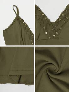 Y2K风格纯色露背修身性感蕾丝吊带背心，街头风毕业季必备单品，适合夏季海滩、约会、音乐节和演唱会等休闲场合。 - 軍綠色 - 查看 10