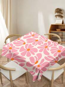 1 stuk tafelkleed met bloemenpatroon, modern rechthoekig/rond waterbestendig tafelkleed van polyester, digitaal bedrukt, geschikt voor woonkamer, eettafel buiten, kleine ronde tafel