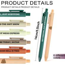 6/12/24 件狗屎秀语录，有趣的礼物，带有幽默表情的个性化圆珠笔，黑色墨水，轻巧流畅的书写，送给办公室朋友和同事的独特礼物