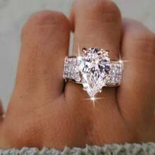 14K Gold-Plated Women's Enchanting Wedding, Engagement & Proposal Ring Set With Shiny Synthetic White Cubic Zirconia Jewelry, Suitable For Daily Wear, Perfect For Anniversary, Valentine's Day & Birthday Gifts