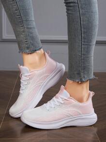 1 双女士休闲跑鞋，轻便舒适的户外旅行步行运动鞋，全新透气网眼鞋面，2025 年春夏，百搭跑步鞋 - 粉色 - 查看 4