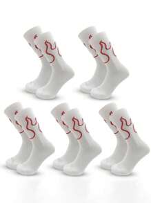 1-5 Pairs Men's Personalized Printed Pattern Sports Mid-Calf Socks, Casual Athletic Socks, Mid-Calf Elastic Waist Versatile Sports Fashion Men's Socks, Suitable For Daily Casual, Running, Basketball, Yoga, Football, Comfortable And Soft, All Season Style, Best Men's Socks For Everyday Wear
