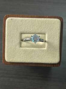 Bague magique mystique en topaze argentée imitation pour femmes. Bijoux de mariage, de fiançailles, de promesse, solitaire. Cadeau d'anniversaire, d'anniversaire de mariage