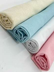 4 piezas de tela tipo lino para punto de cruz - Tela de tejido llano de alta calidad para manualidades DIY, 50x50cm (Blanco, Beige, Azul Claro, Rosa)