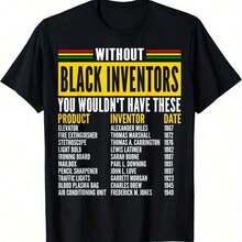 History Of Forgotten Black Inventors  Month T-Shirt1 T-Shirt 220g 10000 LinksLoose Fit Pure Cotton Printed T-Shirt Quick Drying Pure Cotton Printed T-Shirt-365T - 黑色 - 查看 1
