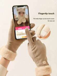 1 双女士冬季手套，户外保暖触屏手套，防风保暖内衬加厚防寒手套