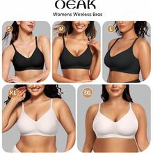 OEAK Sujetadores inalámbricos para mujer, sujetador cómodo sin aros con soporte completo, levantamiento de sostenes tipo bralette, sujetadores sin costuras para uso diario - Negro - Ver 6