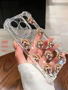 1 pièce Étui de téléphone transparent en TPU souple avec motif mignon de chiot perforé, coussin d'air anti-chute aux 4 coins, compatible avec iPhone 7/7P/X/XS/XR/XS Max/11/11Pro/11ProMax/12/12Pro/12ProMax/13/13Pro/13ProMax/14/14Pro/14Plus/14ProMax/15/15Pro/15Plus/15ProMax/16/16E/16Pro/16ProMax/16Plus, étuis de téléphone stéréoscopiques - Transparent - Voir 3