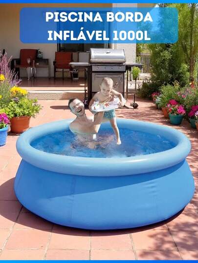Piscina Redonda 1.000L Com Borda Inflável Azul